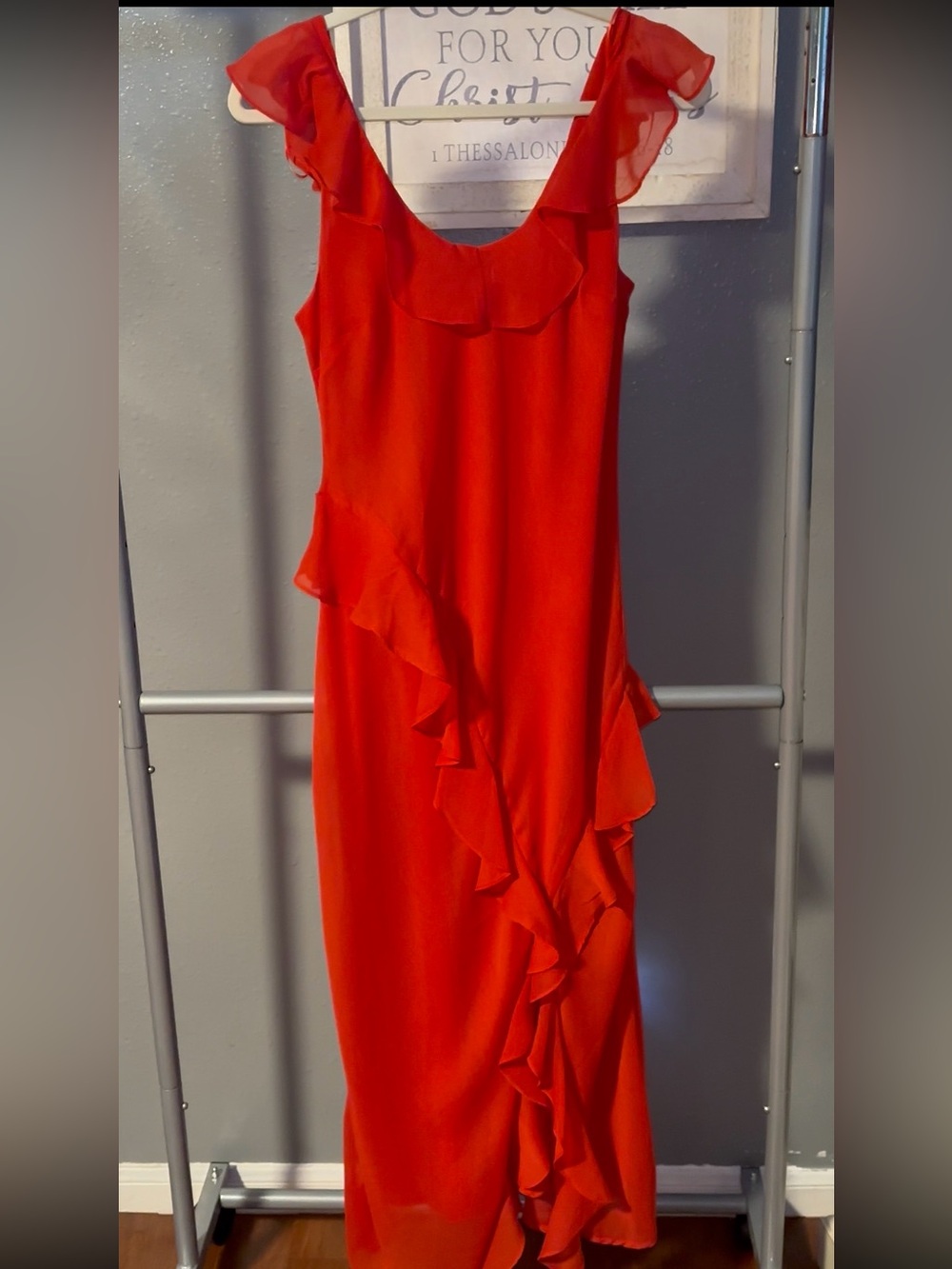 a new day Red Ruffle-Detail Maxi Dress